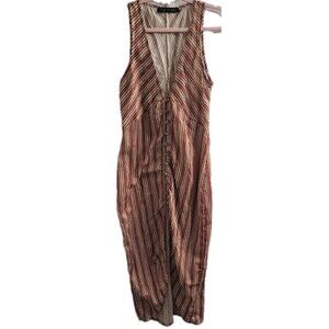 House of Harlow 1960 x Revolve Vice Dress S Orange Stripe Button Front Midi Boho